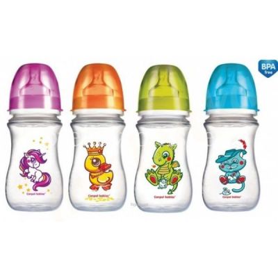 Бутылочка детская CANPOL BABIES EasyStart "Colourful animals" с широким горлышком антиколиковая 120мл (арт. 35/205) (c 3мес.) (Canpol Babies/Польша)