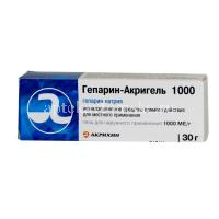 Гепарин-Акрихин 1000 туба(гель д/наружн. прим.) 1000ME/г 30г (Акрихин/Россия)