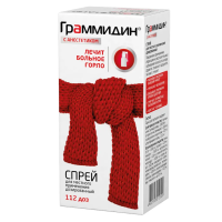 Граммидин с анестетиком фл.(спрей доз. д/мест. прим.) 112доз (Delpharm Bladel B.V./Нидерланды/Валента Фарм/Россия)