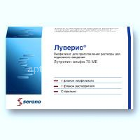 Луверис фл. (лиоф. д/р-ра для п/к введ.) 75МЕ №1 + р-ль (Laboratoires Serono/Швейцария)