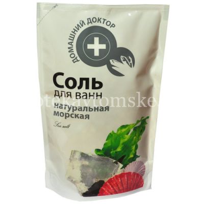 Соль для ванн ДОМАШНИЙ ДОКТОР натуральная Морская 500мл (дой-пакет) (Эльфа/Украина)