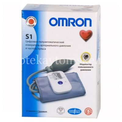 Тонометр OMRON S1 (п/автомат память на 14 измер. индикатор повыш. давл.) (Omron/Япония)
