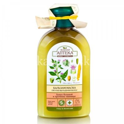 Бальзам-маска ЗЕЛЕНАЯ АПТЕКА п/выпадения волос Лопух  и протеины Пшеницы 300мл (Эльфа/Украина)