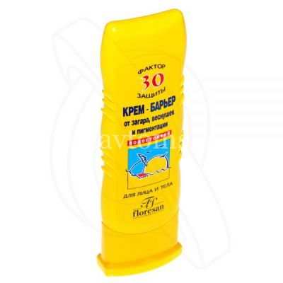 Крем ФЛОРЕСАН барьер водост. от загара, веснушек, пигмент. водостойкий SPF-30 125мл (Ф-114) (Флоресан/Россия)