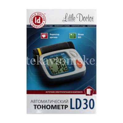 Тонометр LD-30 автомат на плечо, адаптер, манжета 25-36см, индик.аритмии, шкала ВОЗ, память 2*60 изм.+сред. (Little Doctor/Сингапур)