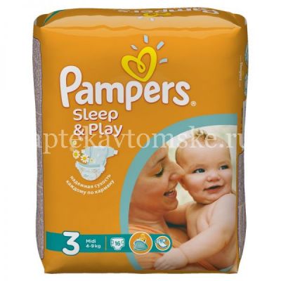 Подгузники PAMPERS Sleep & Play Midi (4-9кг) р.3 №16 (Procter&Gamble/Германия)