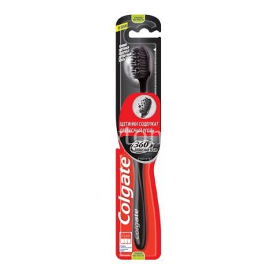 Зубная щетка COLGATE 360 Древесный уголь средняя (черная) (Colgate-Palmolive/Китай)