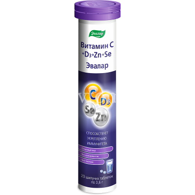 Витамин С+D+цинк+селен таб. шип. №20 (Эвалар/Россия)
